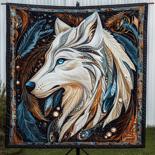 Starlight Wolf Quilted Blanket