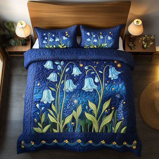 Starlit Flowers 3-Piece Quilted Bedding Set