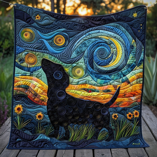 Starry Dachshund Quilted Blanket