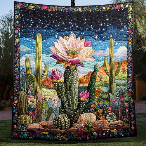 Starry Cactus Quilted Blanket