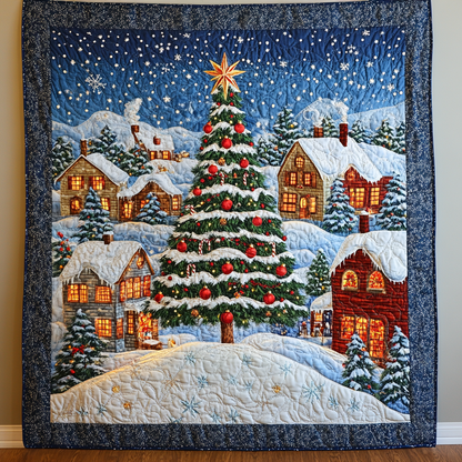 Starry Christmas Eve Quilted Blanket