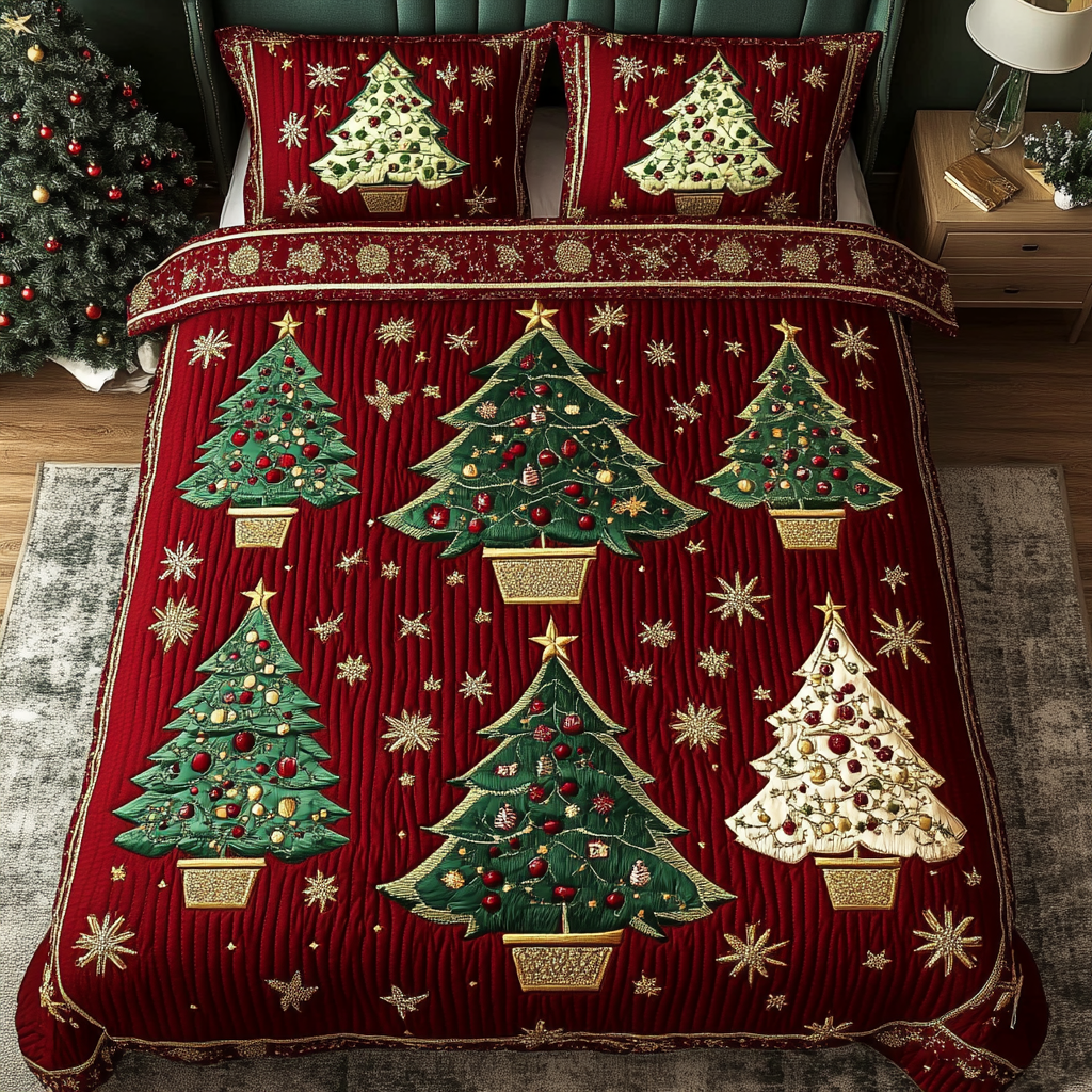 Starry Forest 3-Piece Quilted Bedding Set