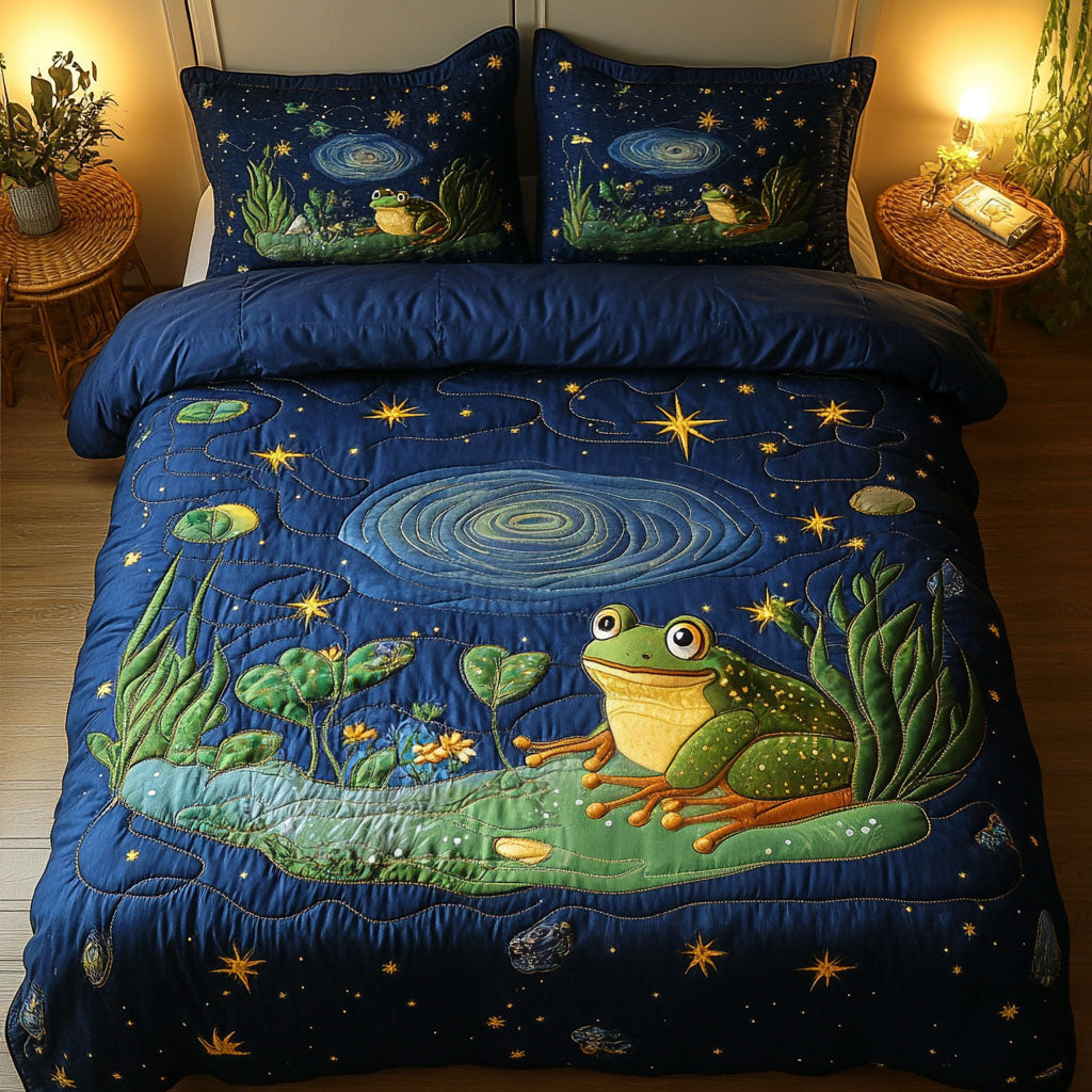 Starry Frog Pond 3-Piece Quilted Bedding Set