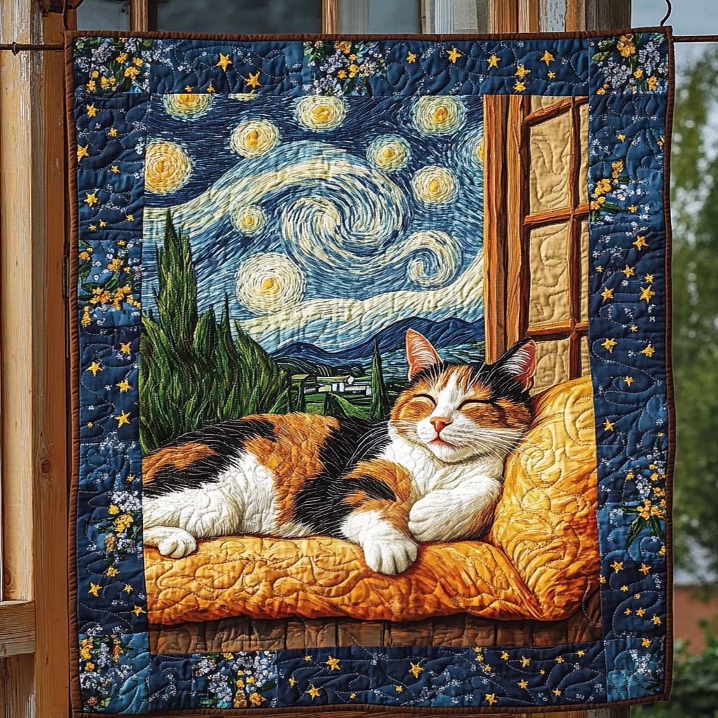 Starry Night Serenity Quilted Blanket