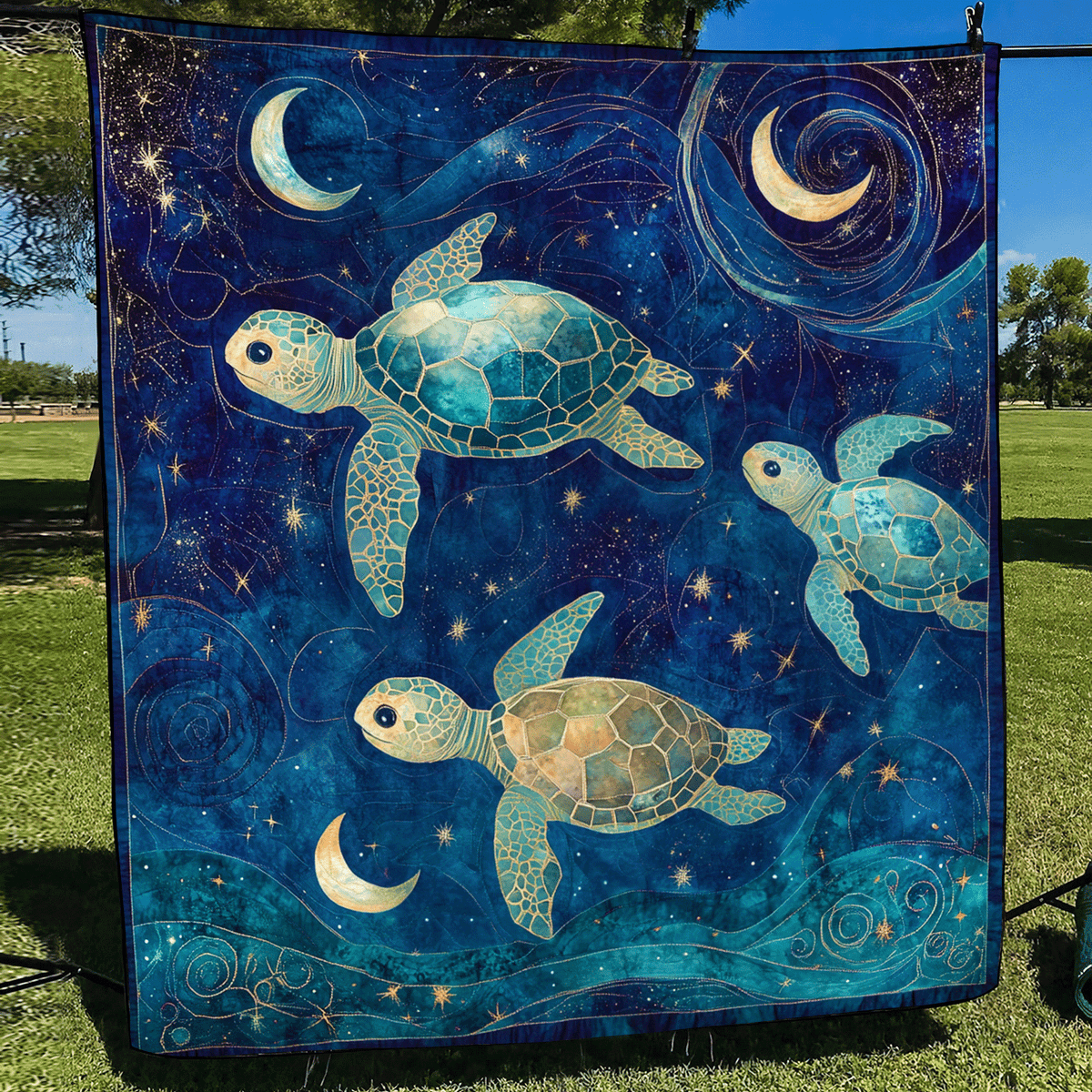 Starry Turtle Quilted Blanket