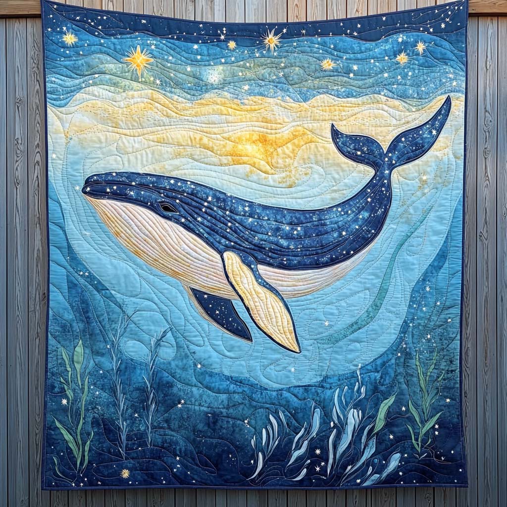 Starry Whale Quilted Blanket