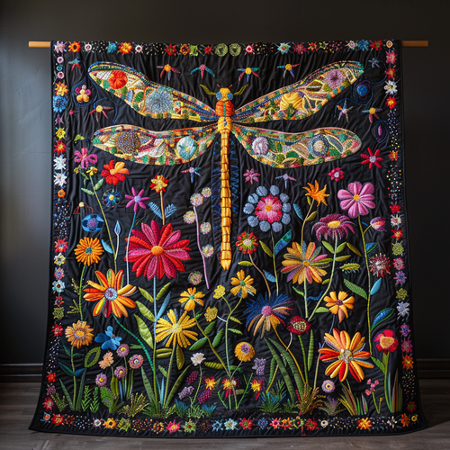 Starry Whimsical Dragonfly Quilted Blanket