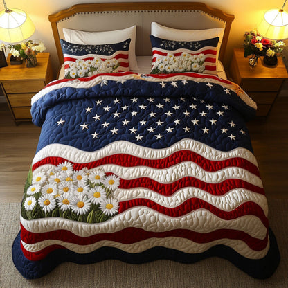 Stars and Stripes 3-Piece Quilted Bedding Set