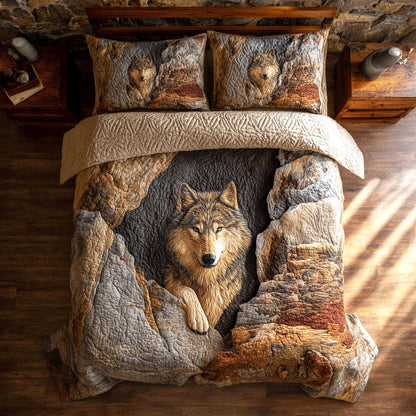 Stone Wolf 3-Piece Quilted Bedding Set