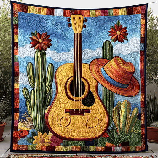 Strings of Mexico Quilted Blanket