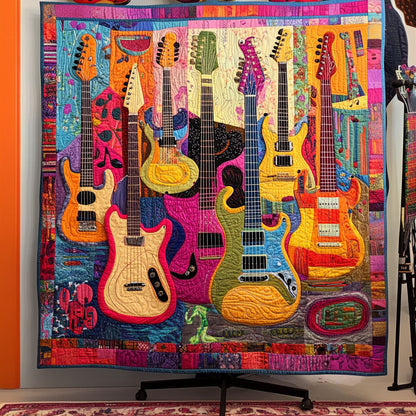 Strumming Symphony Quilted Blanket