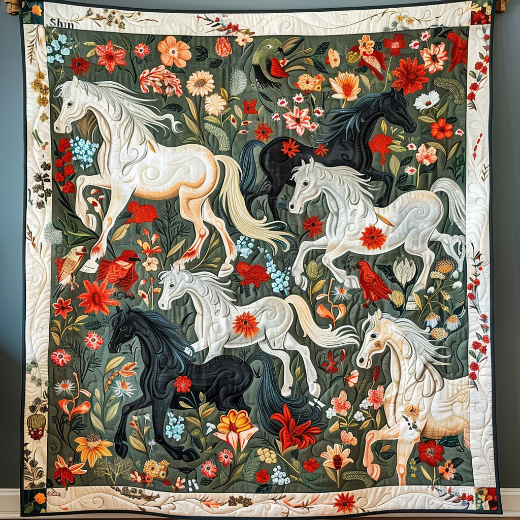 Stunning Mystical Steeds Quilted Blanket