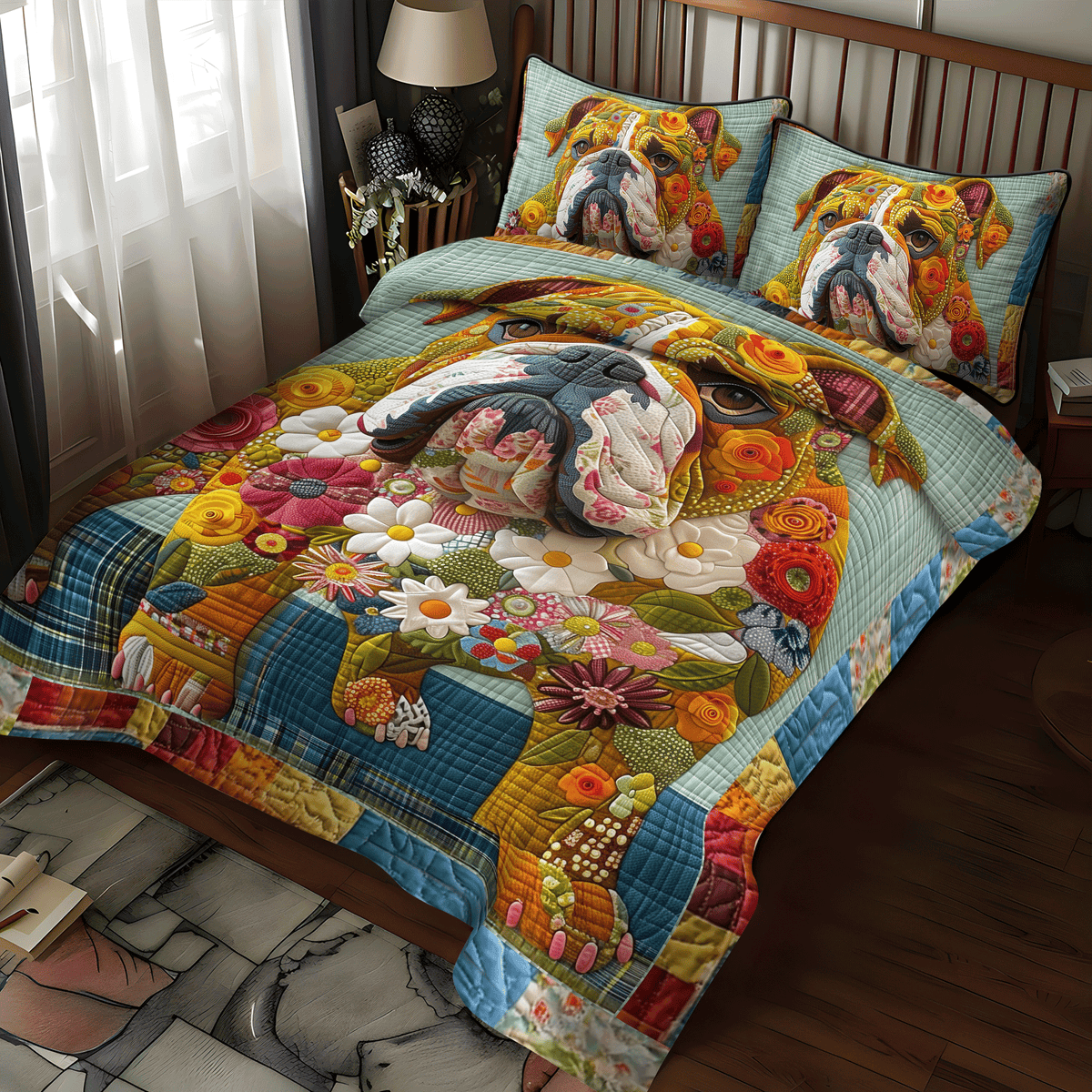 Sturdy Bulldog Strenght 3-Piece Quilted Bedding Set