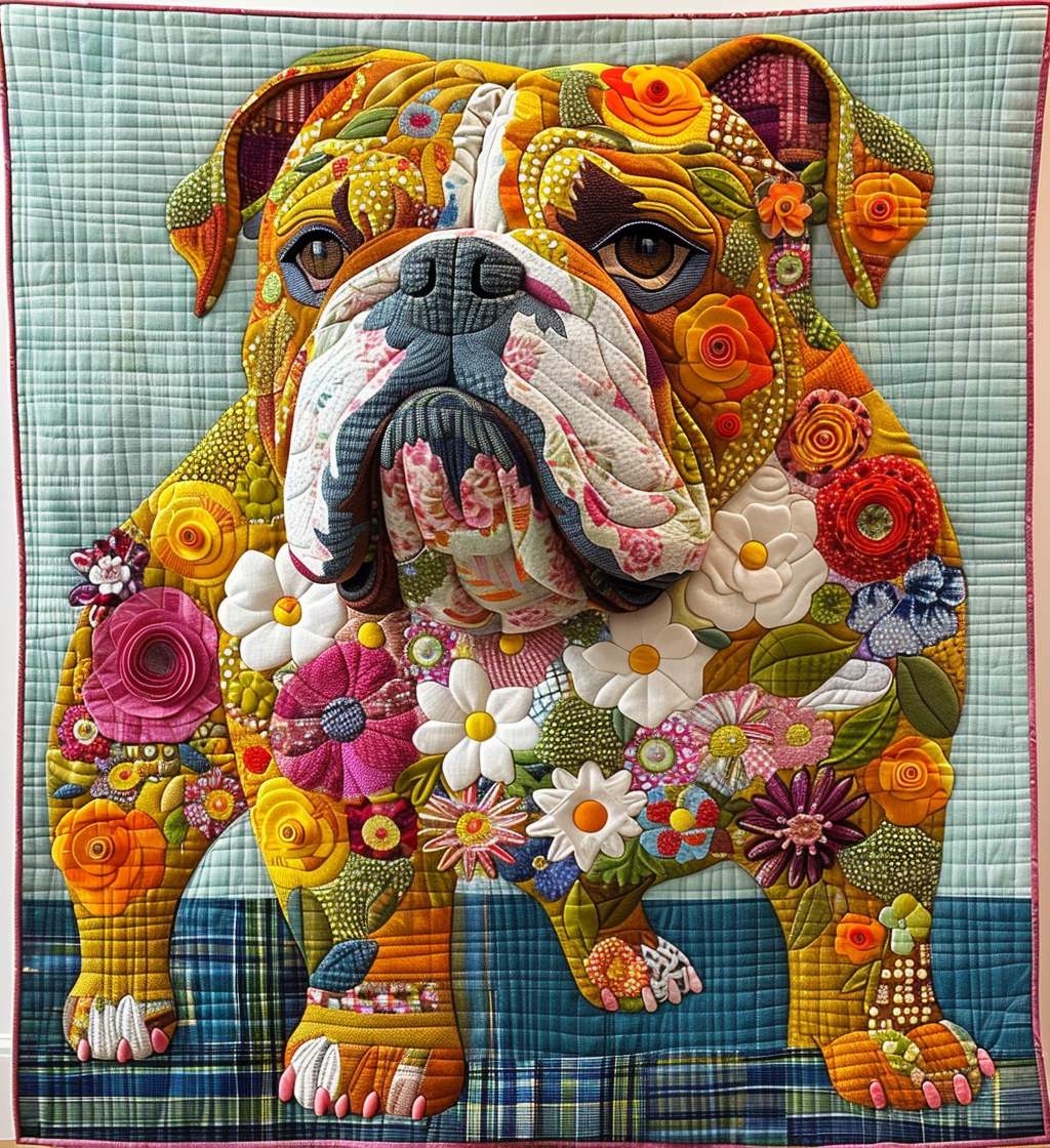 Sturdy Bulldog Strength Quilted Blanket