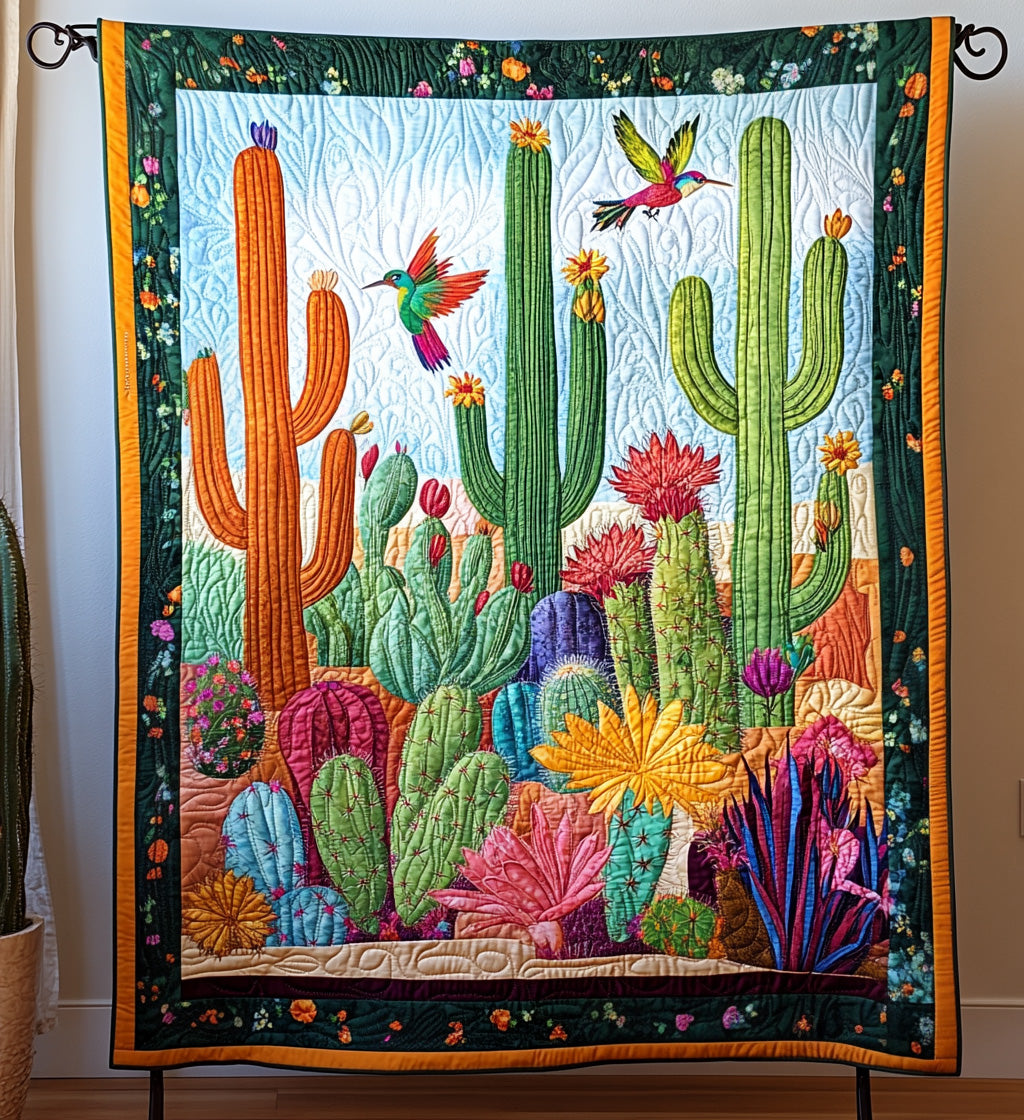Succulent Garden Harmony Quilted Blanket