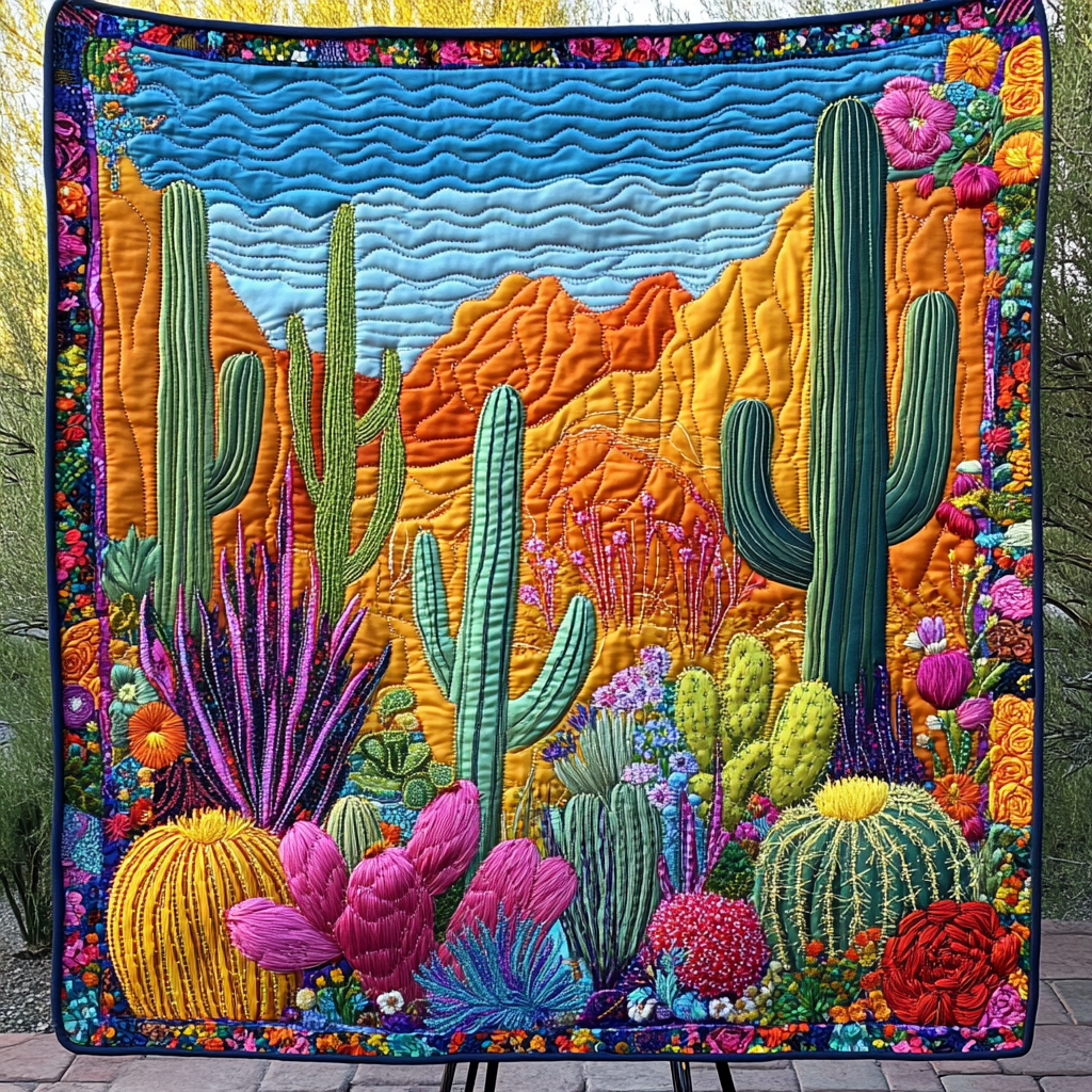 Succulent Horizons Quilted Blanket