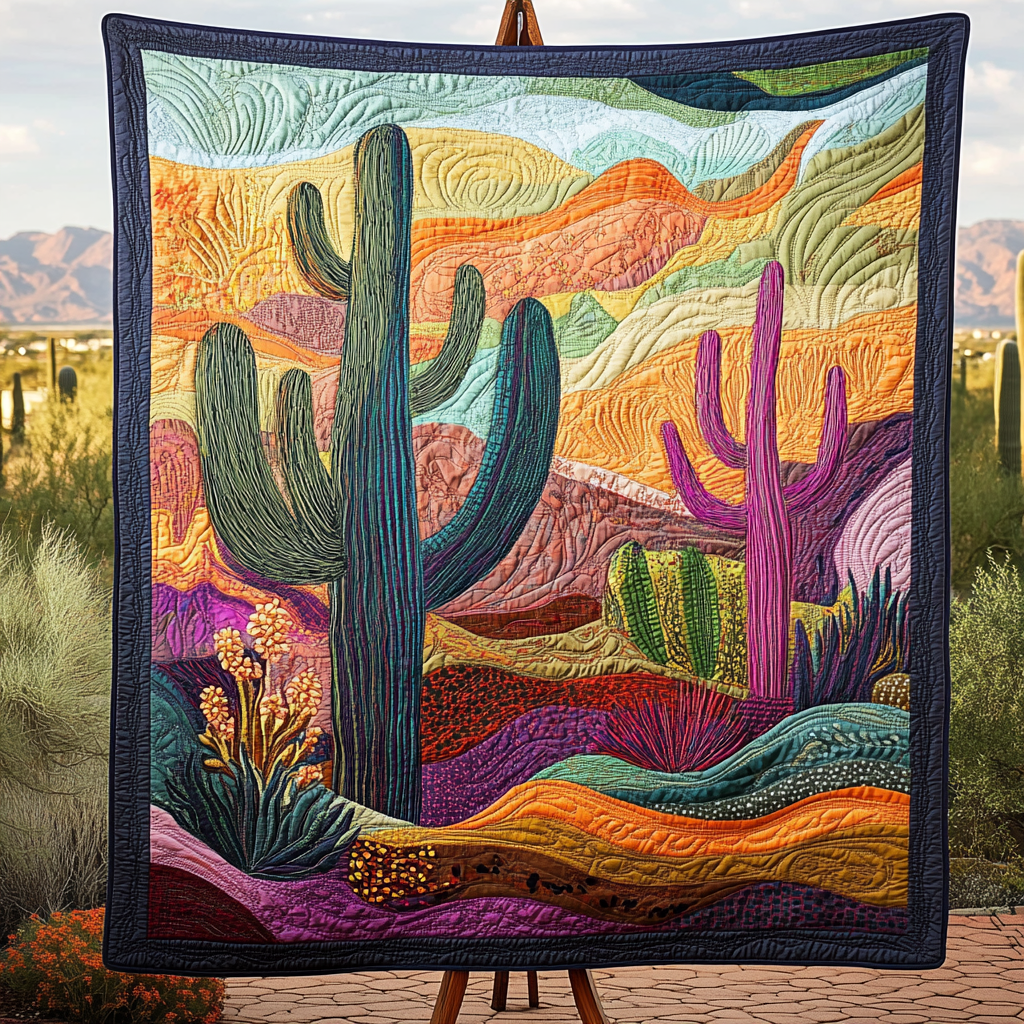 Succulent Splendor Quilted Blanket