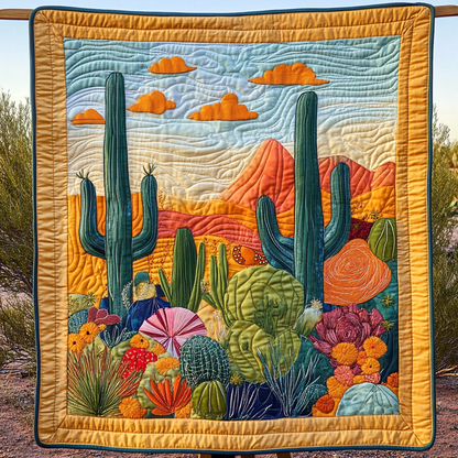 Succulent Sunrise Quilted Blanket