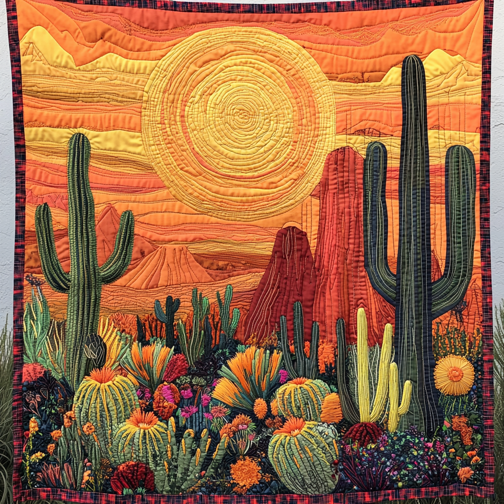 Succulent Symphony Quilted Blanket