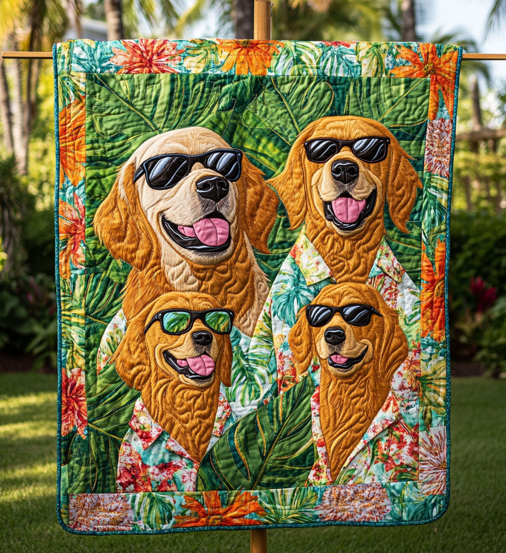 Summer Breeze Golden Quilted Blanket