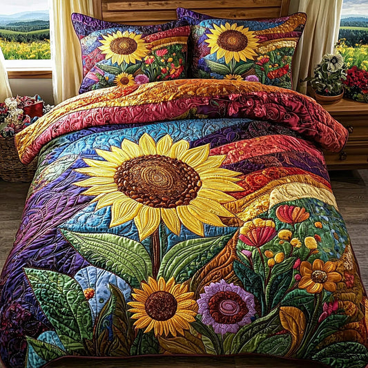 Sun Bloom 3-Piece Quilted Bedding Set