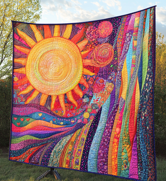 Sunburst Glow Quilted Blanket