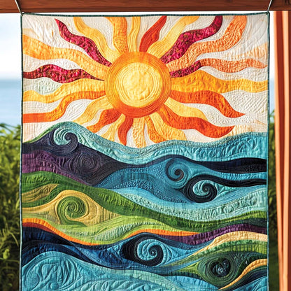 Sunburst Waves Quilted Blanket