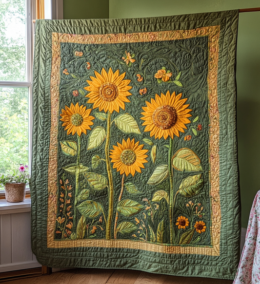 Sunflower Garden Quilted Blanket