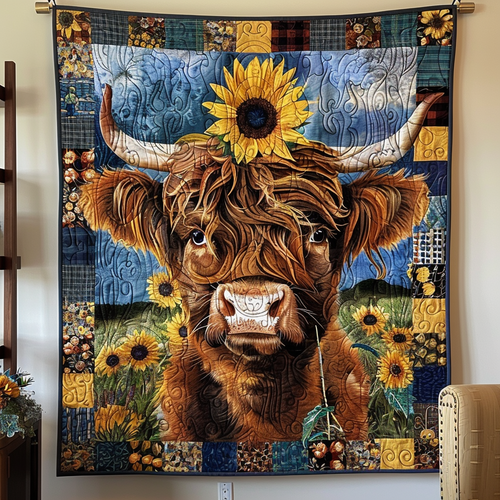 Sunflower Highland Harmony Quilted Blanket