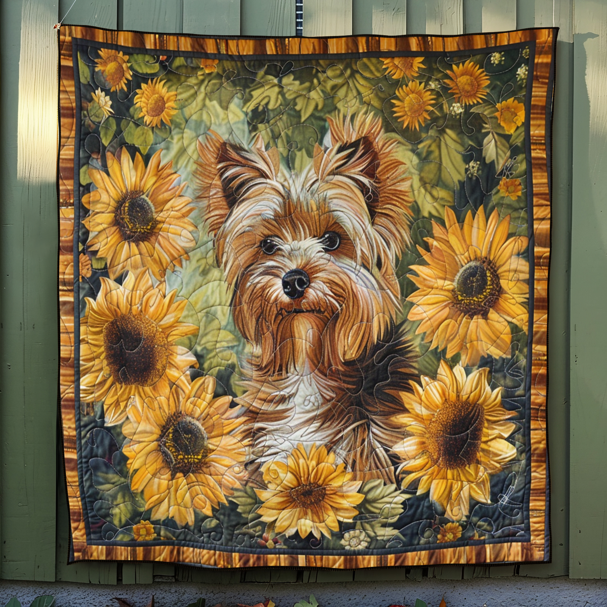 Sunflower Pup Quilted Blanket