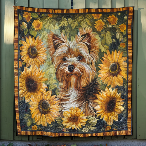 Sunflower Pup Quilted Blanket