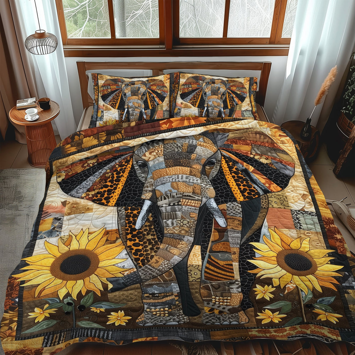 Sunflower Safari 3-Piece Quilted Bedding Set