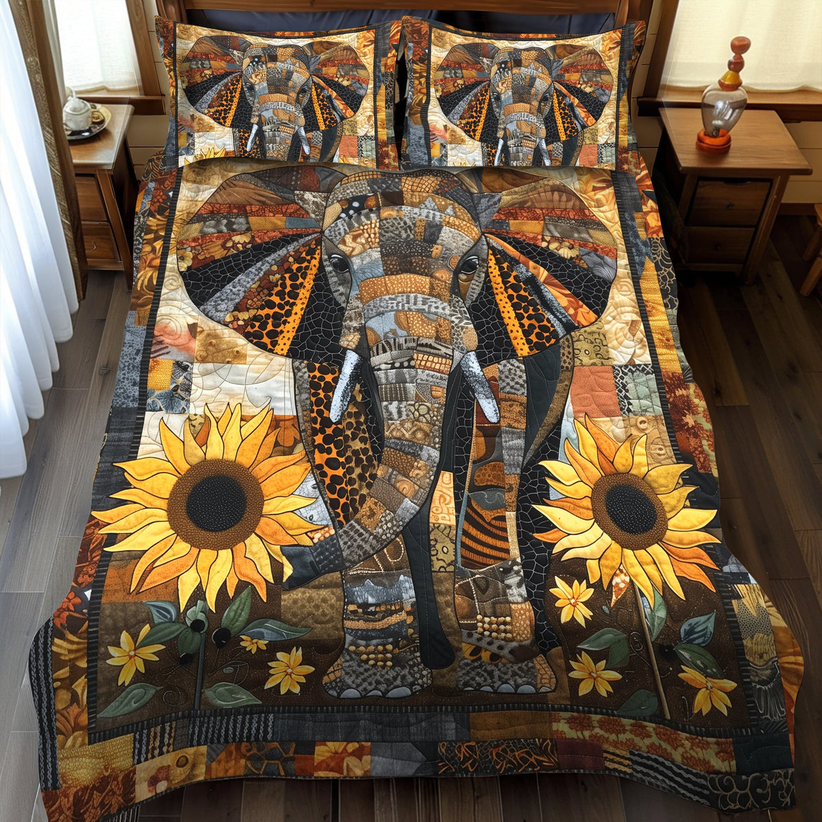 Sunflower Safari 3-Piece Quilted Bedding Set