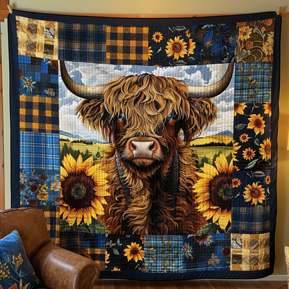Sunflower Serenade Highland Quilted Blanket