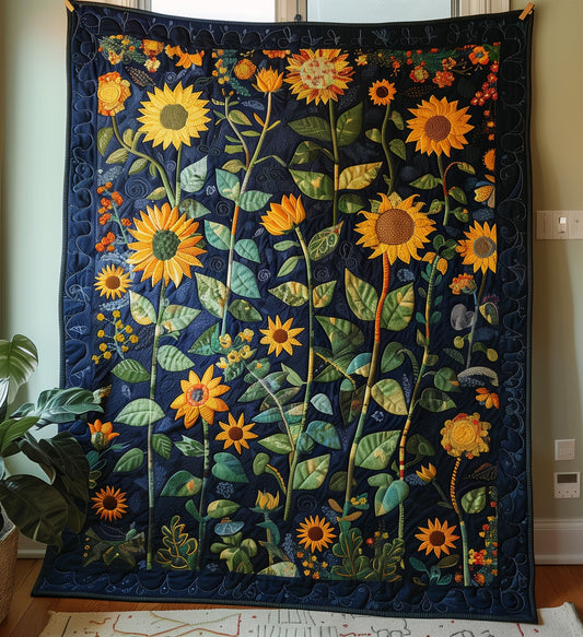 Sunflower Splendor Quilted Blanket