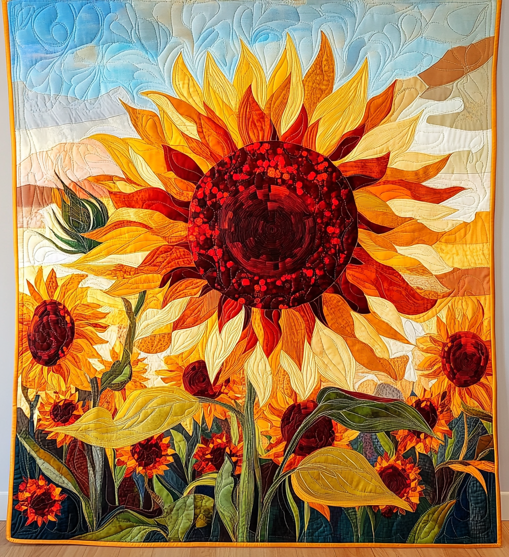 Sunflower Sunset Quilted Blanket