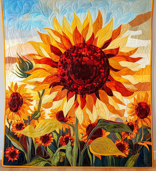 Sunflower Sunset Quilted Blanket