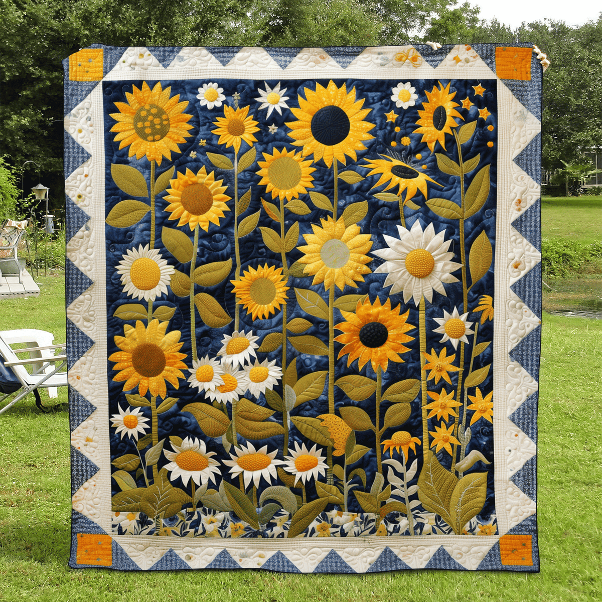 Sunflower Symphony Quilted Blanket
