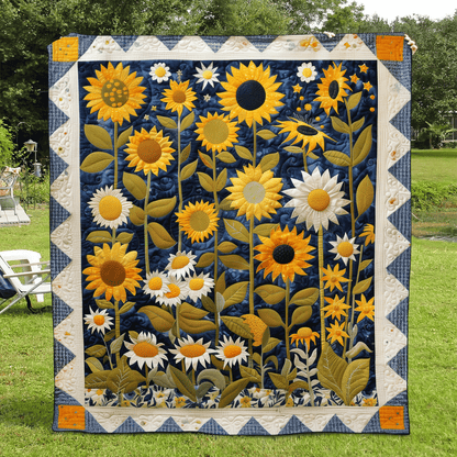 Sunflower Symphony Quilted Blanket