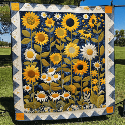 Sunflower Symphony Quilted Blanket