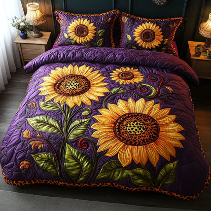 Sunflower Bliss 3-Piece Quilted Bedding Set