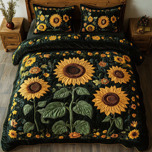 Sunflower Bliss 3-Piece Quilted Bedding Set