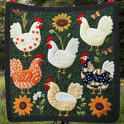 Sunflower Chicken Patch Quilted Blanket