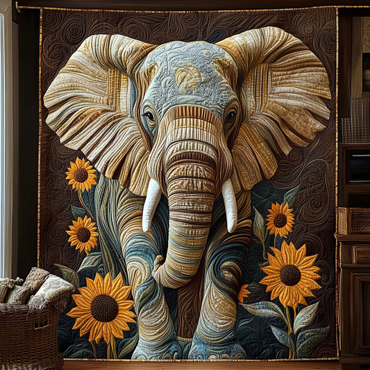 Sunflower Elephant Quilted Blanket