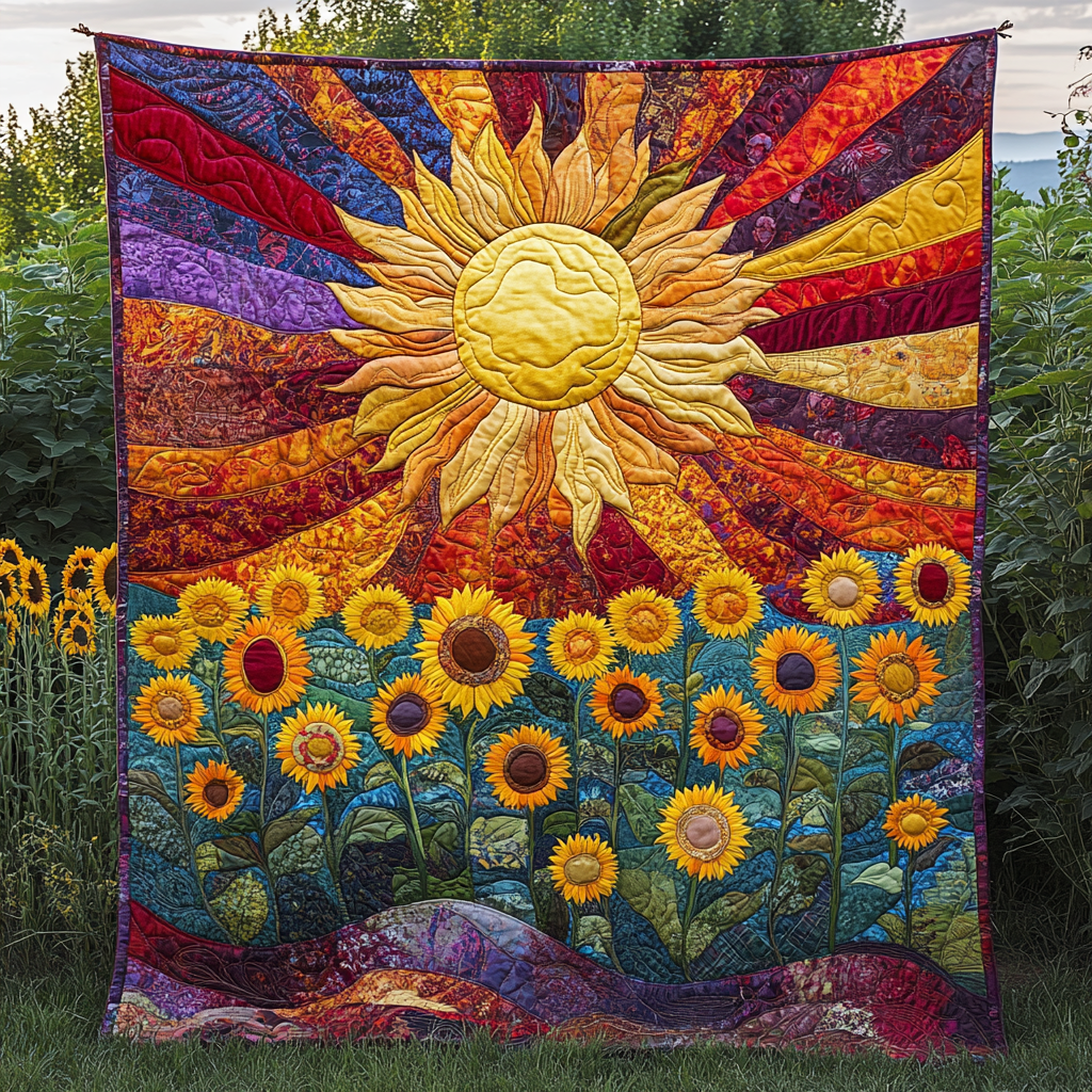 Sunflower Fields Quilted Blanket