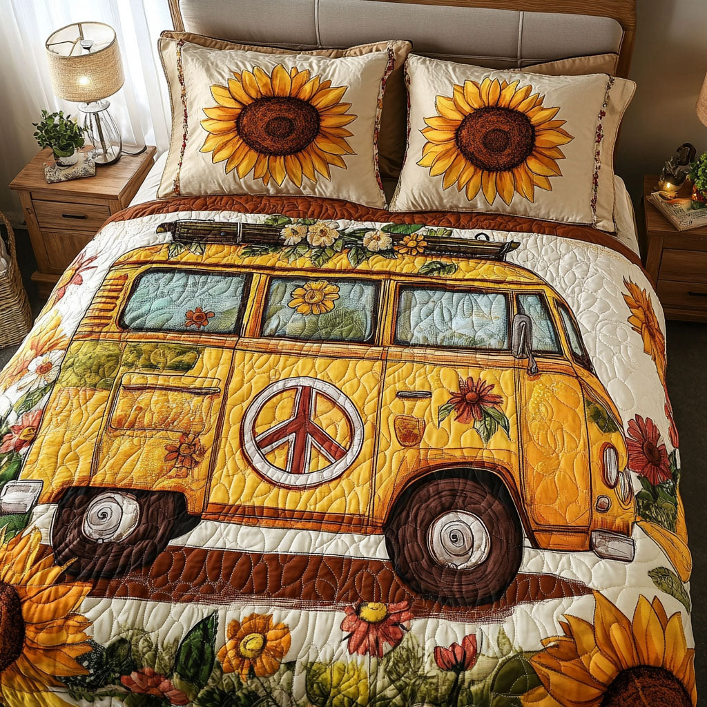 Sunflower Journey 3-Piece Quilted Bedding Set