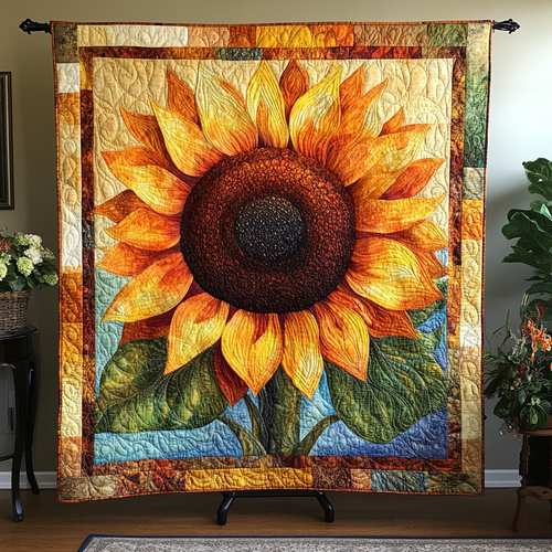 Sunflower Joy Quilted Blanket