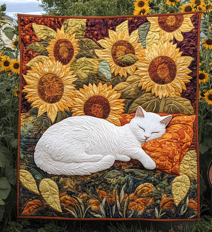 Sunflower Kitten Quilted Blanket