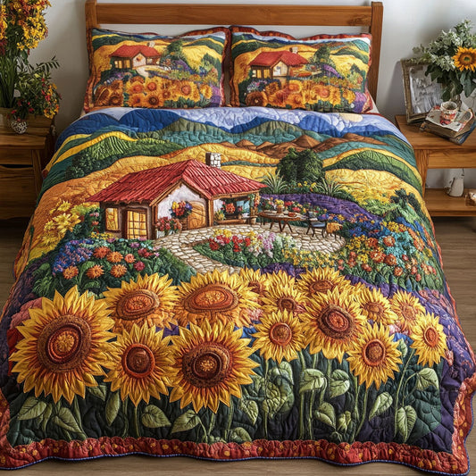 Sunflower Path 3-Piece Quilted Bedding Set