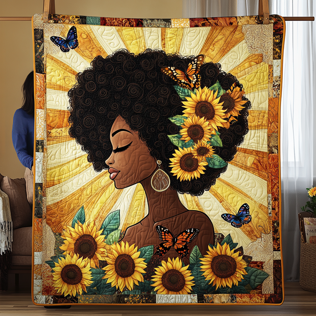 Sunflower Queen Quilted Blanket